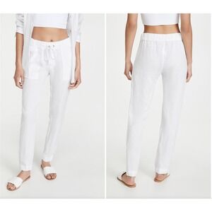 Enya Costa White Linen‎ Blend Drawstring Waist Casual Pants Womens Size 0